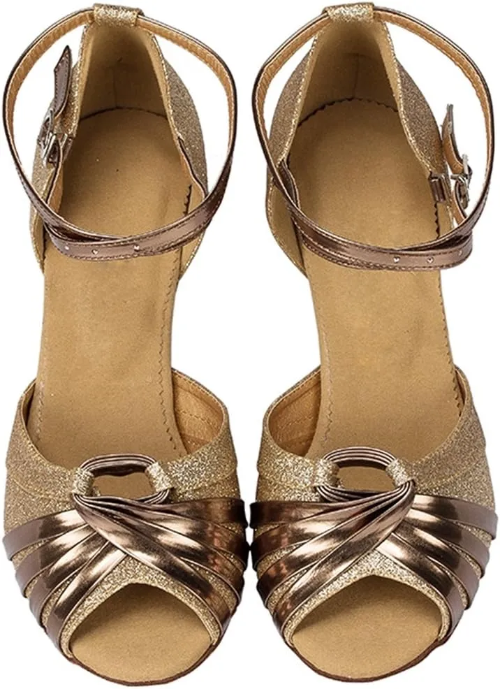 TDA Women's Peep Toe Knot Satin Fashion Salsa Tango Ballroom Latin Modern Dance Wedding Shoes