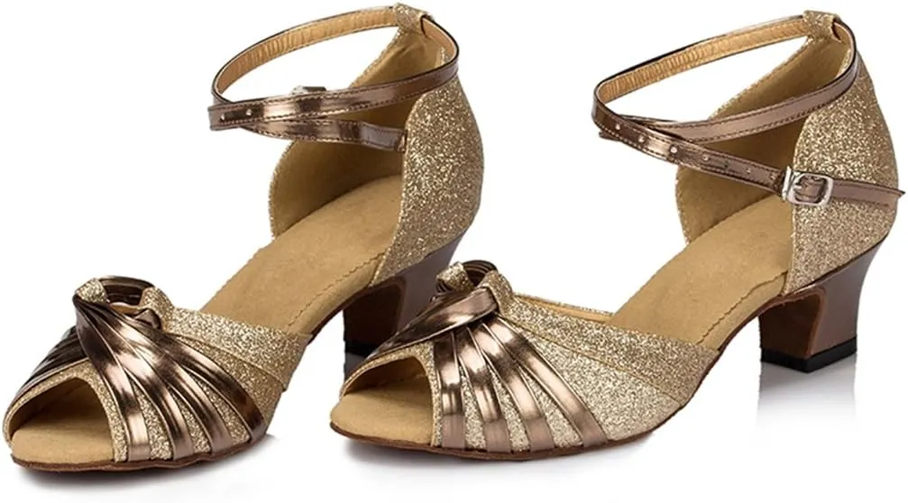 TDA Women's Peep Toe Knot Satin Fashion Salsa Tango Ballroom Latin Modern Dance Wedding Shoes