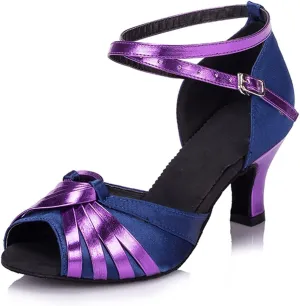TDA Women's Peep Toe Knot Satin Fashion Salsa Tango Ballroom Latin Modern Dance Wedding Shoes