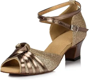 TDA Women's Peep Toe Knot Satin Fashion Salsa Tango Ballroom Latin Modern Dance Wedding Shoes