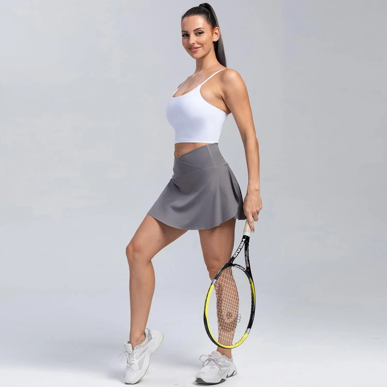 Tennis Skirts for Women with Shorts Athletic Skorts High Waisted Skater Golf Skirt Crossover Yoga Shorts Pickleball Outfits