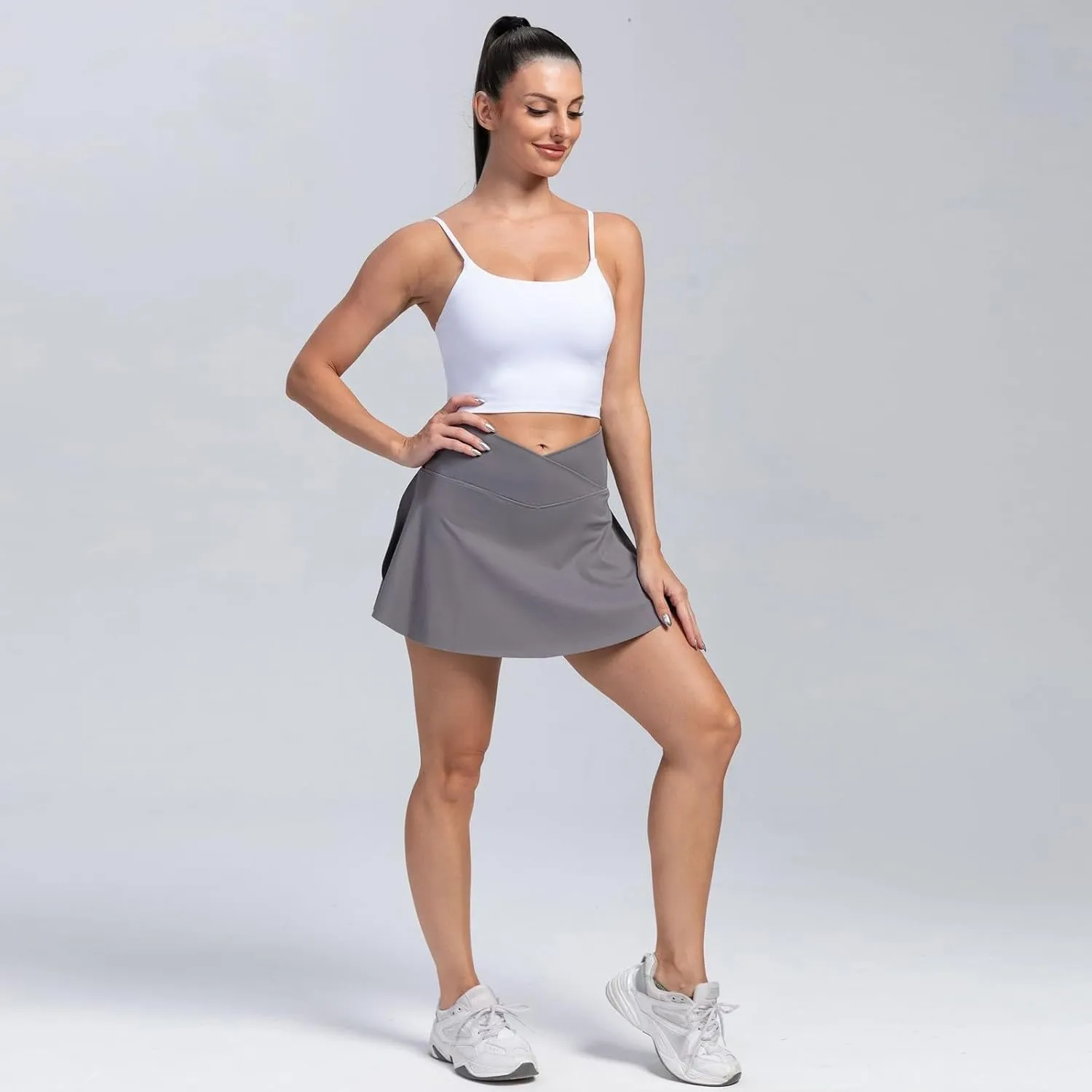 Tennis Skirts for Women with Shorts Athletic Skorts High Waisted Skater Golf Skirt Crossover Yoga Shorts Pickleball Outfits