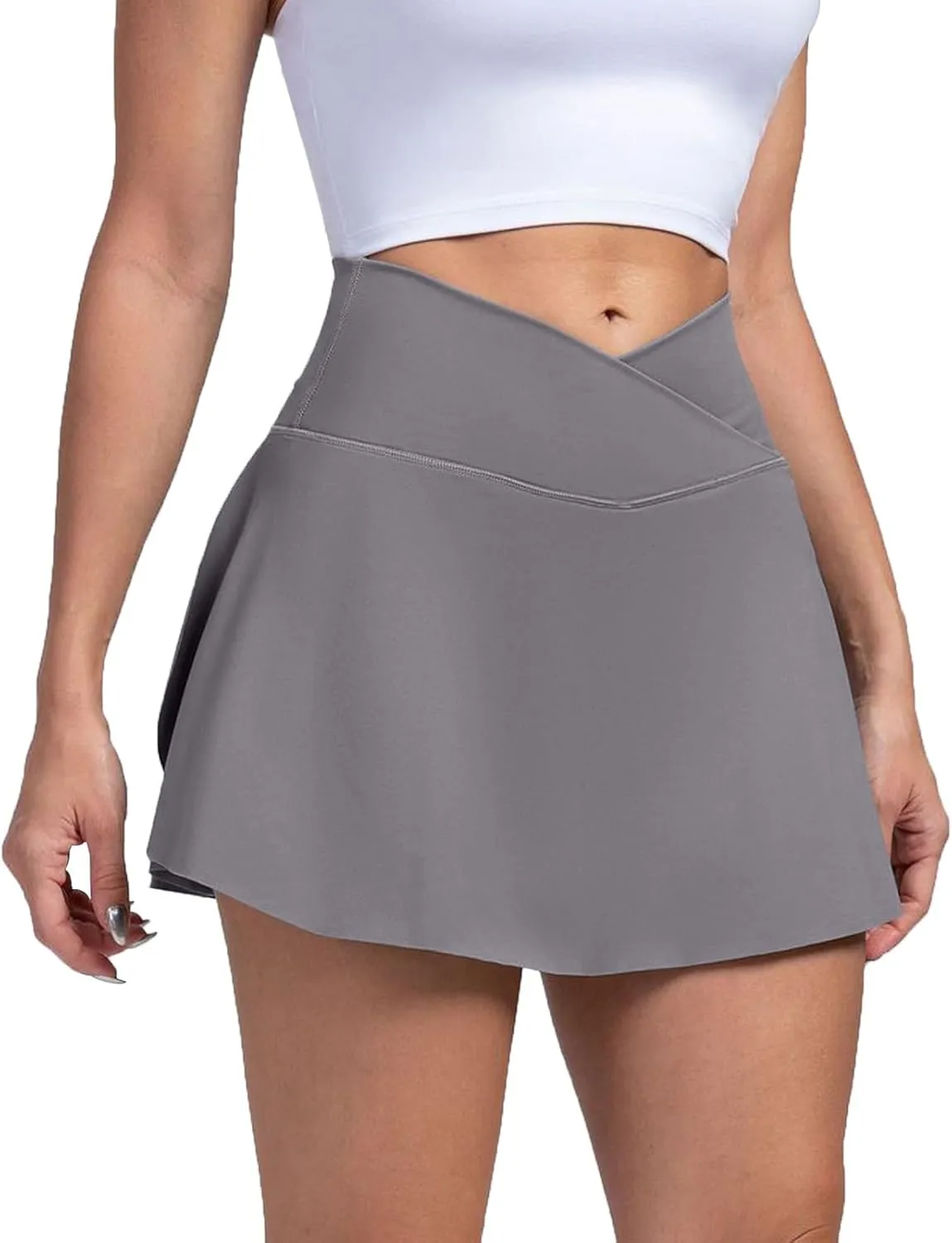 Tennis Skirts for Women with Shorts Athletic Skorts High Waisted Skater Golf Skirt Crossover Yoga Shorts Pickleball Outfits