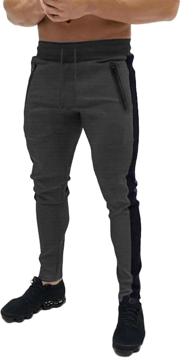 Thatrich Mens Stretch Sweatpants Quick Dry Moisture Wicking Jogger Pants Matching Color Workout Breathable Slim Fit Pants