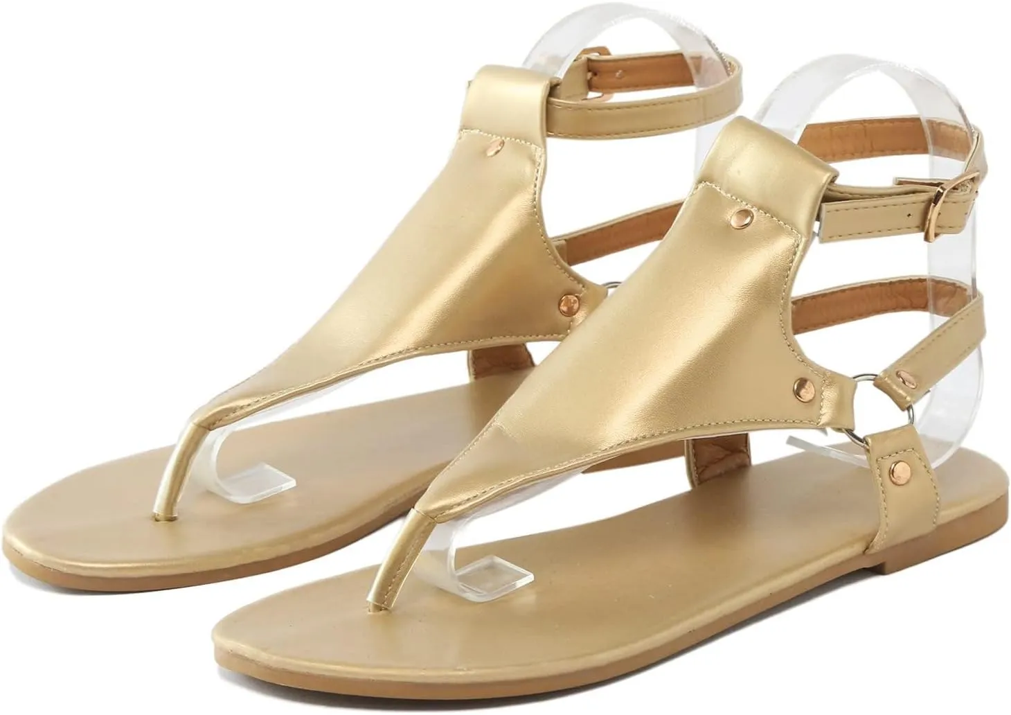 Thong Sandals for Women Summer Boho Beach Sandal Dressy Open Toe Sandals Buckle Ankle Strap Retro Non Slip Flip-Flops Comfortable Casual Walking Shoes