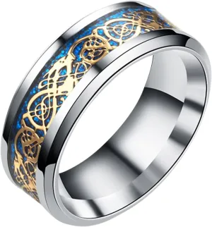 Titanium Golden Ring for Women, Gold Plated Domed Polished Finish Wedding Band Trendy Titanium Steel Knuckle Statement Ring
