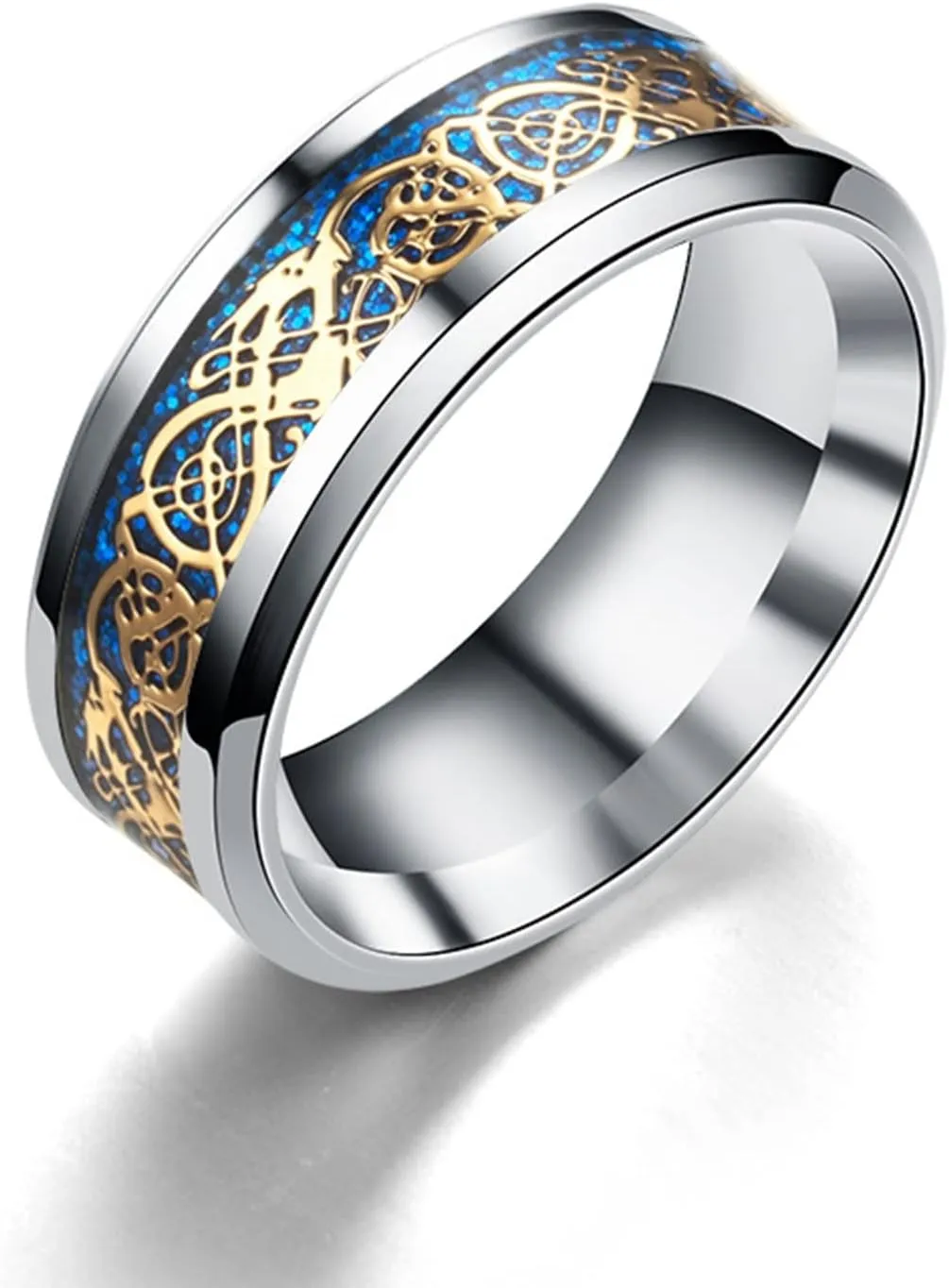 Titanium Golden Ring for Women, Gold Plated Domed Polished Finish Wedding Band Trendy Titanium Steel Knuckle Statement Ring