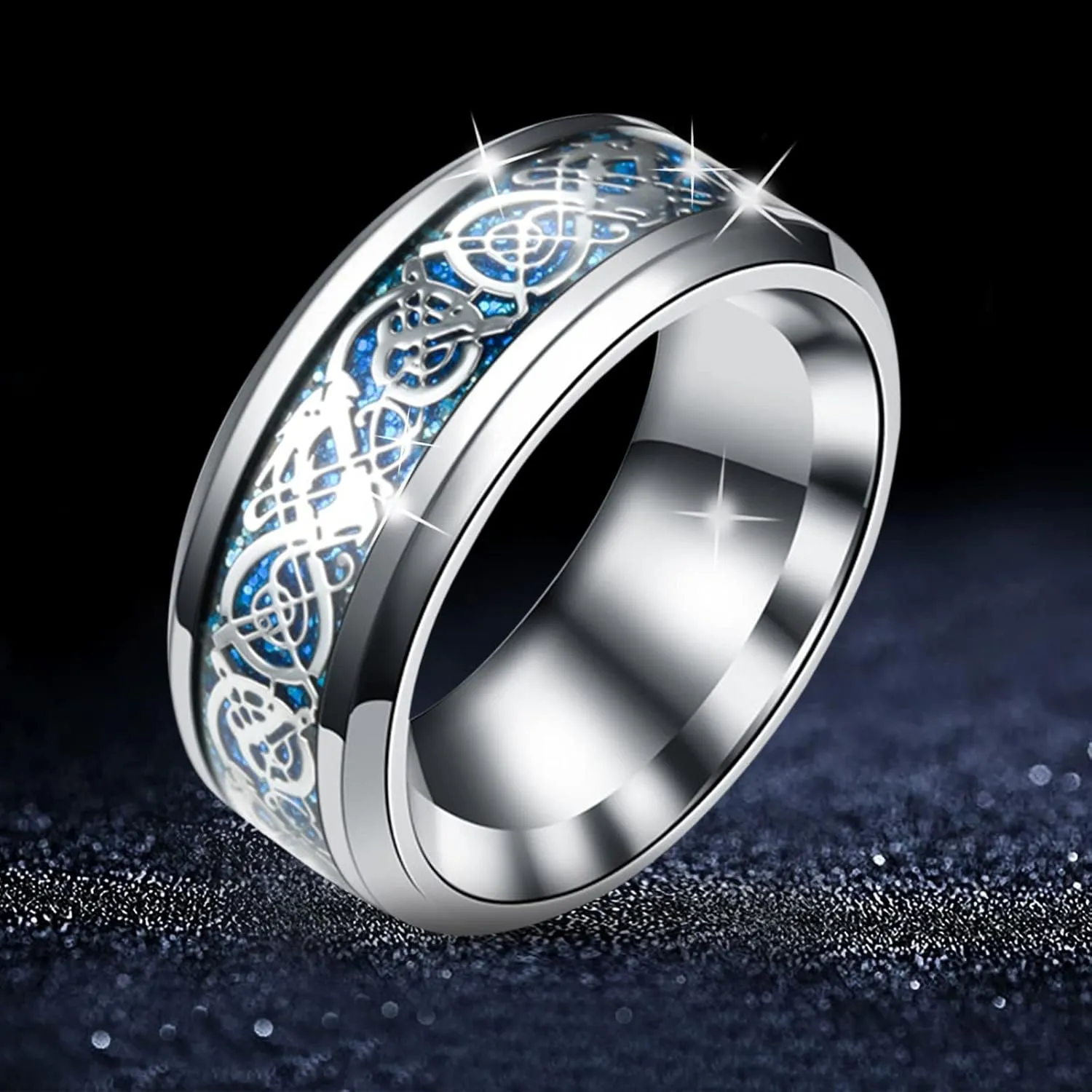 Titanium Golden Ring for Women, Gold Plated Domed Polished Finish Wedding Band Trendy Titanium Steel Knuckle Statement Ring