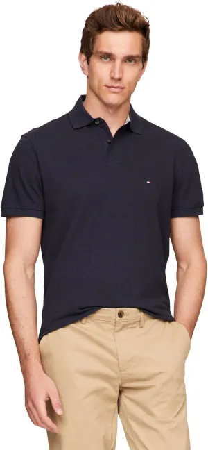 Tommy Hilfiger Men's Short Sleeve Polo Shirts in Classic Fit with Stretch and Organic Pique Cotton