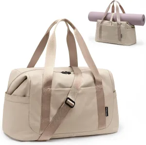 Travel Duffle Bag Gym Bag for Women,Tote Bag Laptop Carry on Weekender Overnight Bag Organizer Duffel Bag for Travel,31L,Apricot