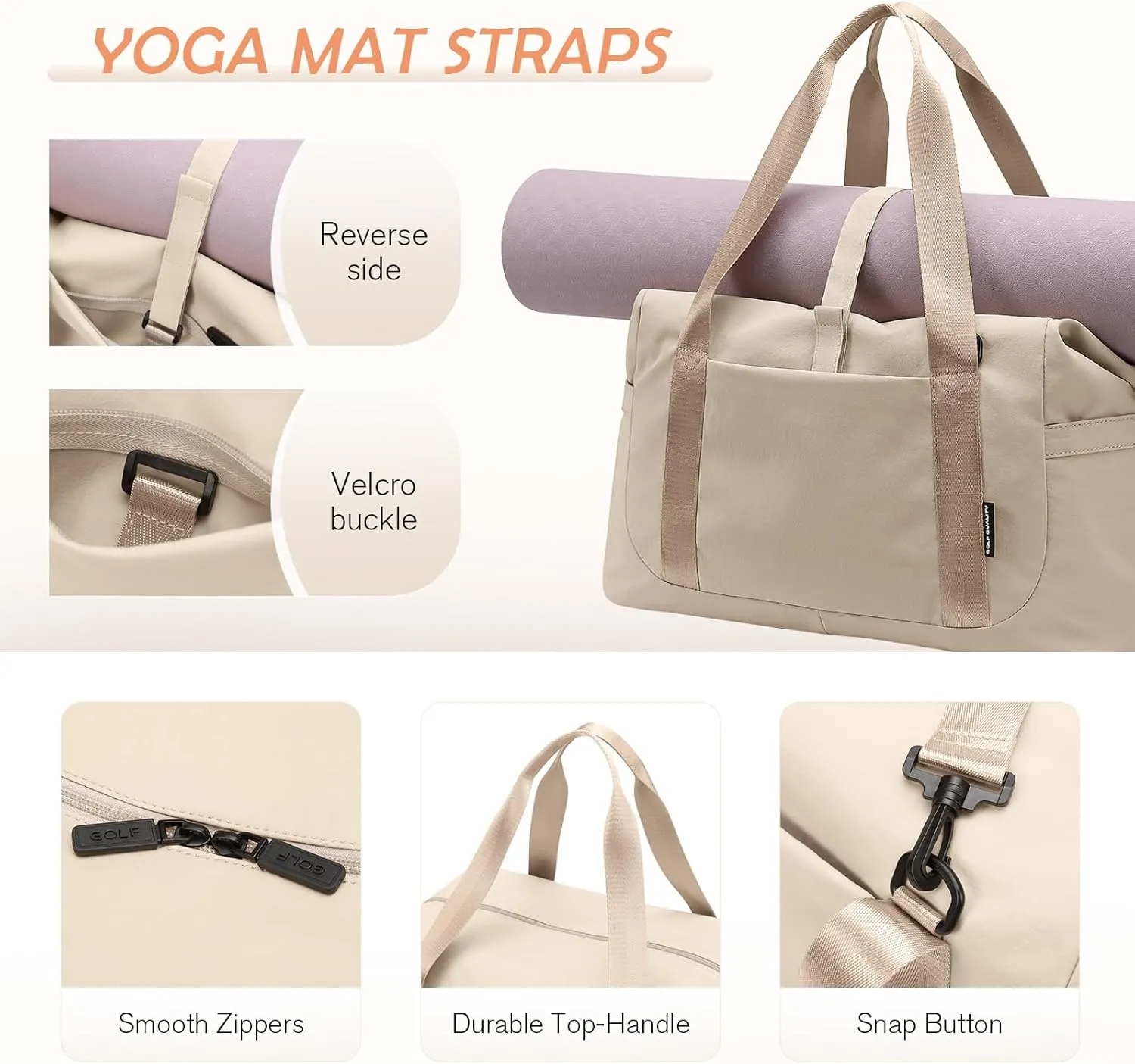 Travel Duffle Bag Gym Bag for Women,Tote Bag Laptop Carry on Weekender Overnight Bag Organizer Duffel Bag for Travel,31L,Apricot
