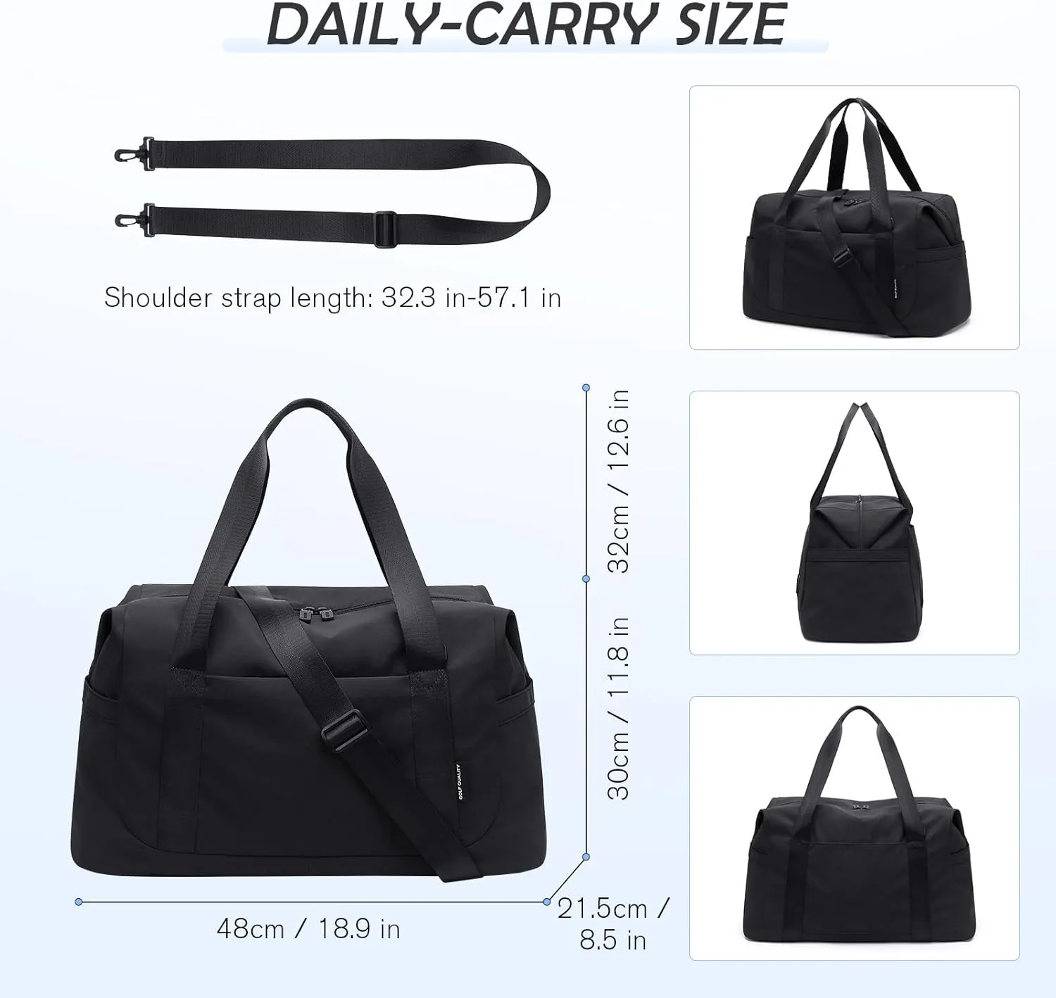 Travel Duffle Bag Gym Bag for Women,Tote Bag Laptop Carry on Weekender Overnight Bag Organizer Duffel Bag for Travel,31L,Black
