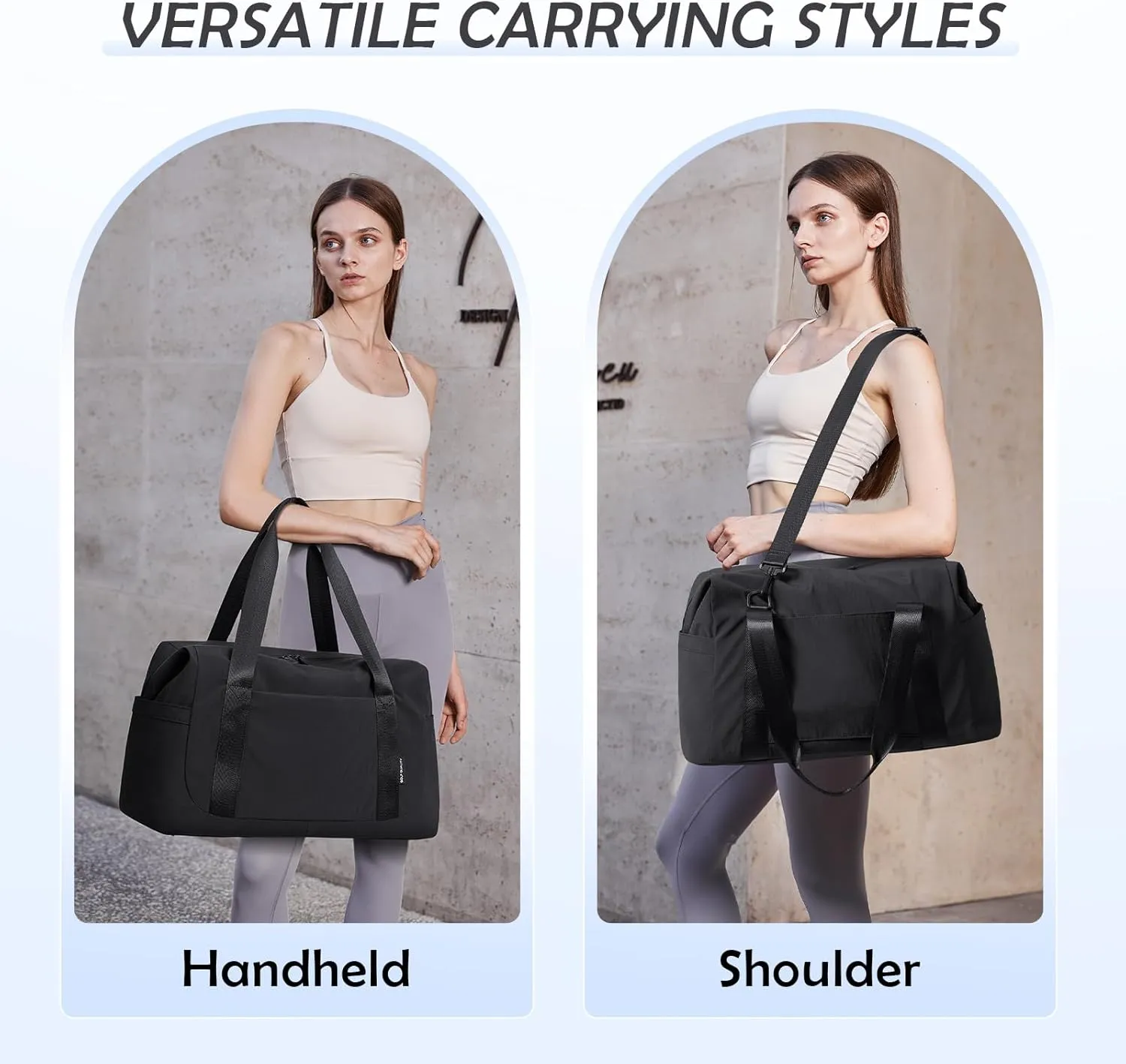Travel Duffle Bag Gym Bag for Women,Tote Bag Laptop Carry on Weekender Overnight Bag Organizer Duffel Bag for Travel,31L,Black