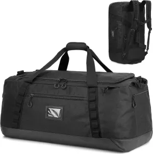 TUGUAN Extra Large Travel Duffle Bag Backpack for Men with Adjustable Dividers 120L Big Weekend Overnight Bag with ID Pocket Shoulder Strap Heavy Duty Sports Duffel Bags for Camping Gym, Black