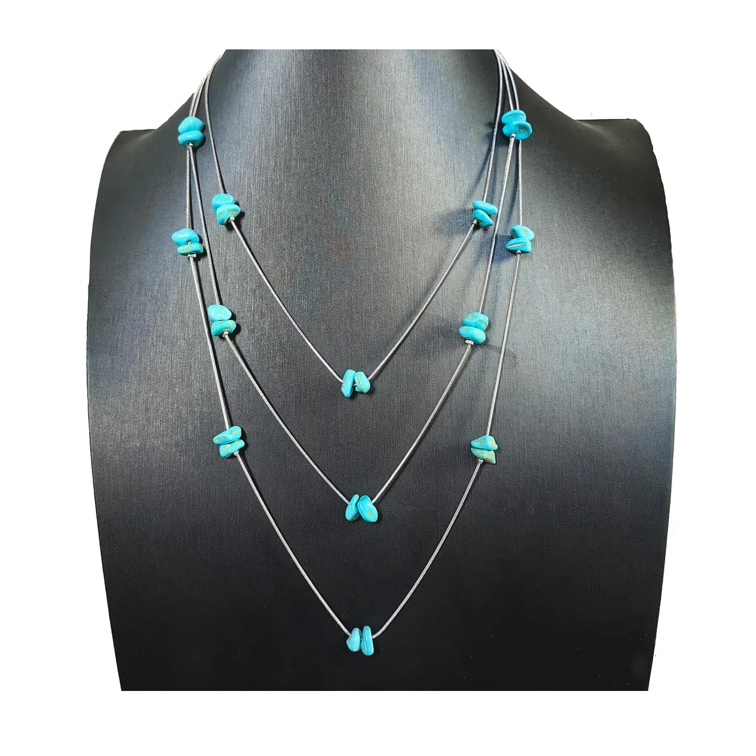 Turquoise Layered Boho Multi Strand Necklaces for Women(Irregular)