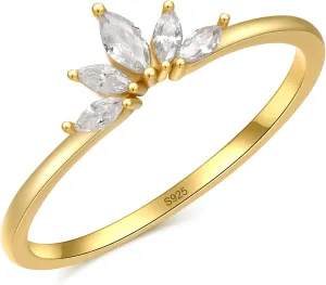 UFOORO 14K Gold Plated Sterling Silver Rings-Rings for Women,Gold Rings,Gold Rings for Women,Silver Rings for Women