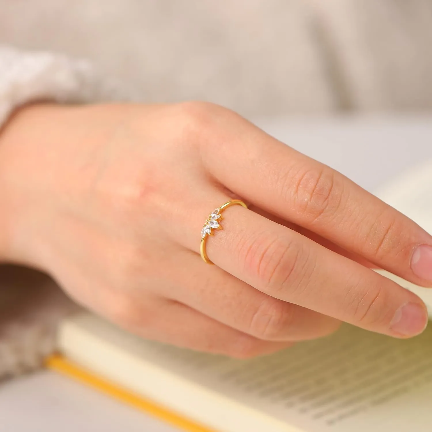 UFOORO 14K Gold Plated Sterling Silver Rings-Rings for Women,Gold Rings,Gold Rings for Women,Silver Rings for Women