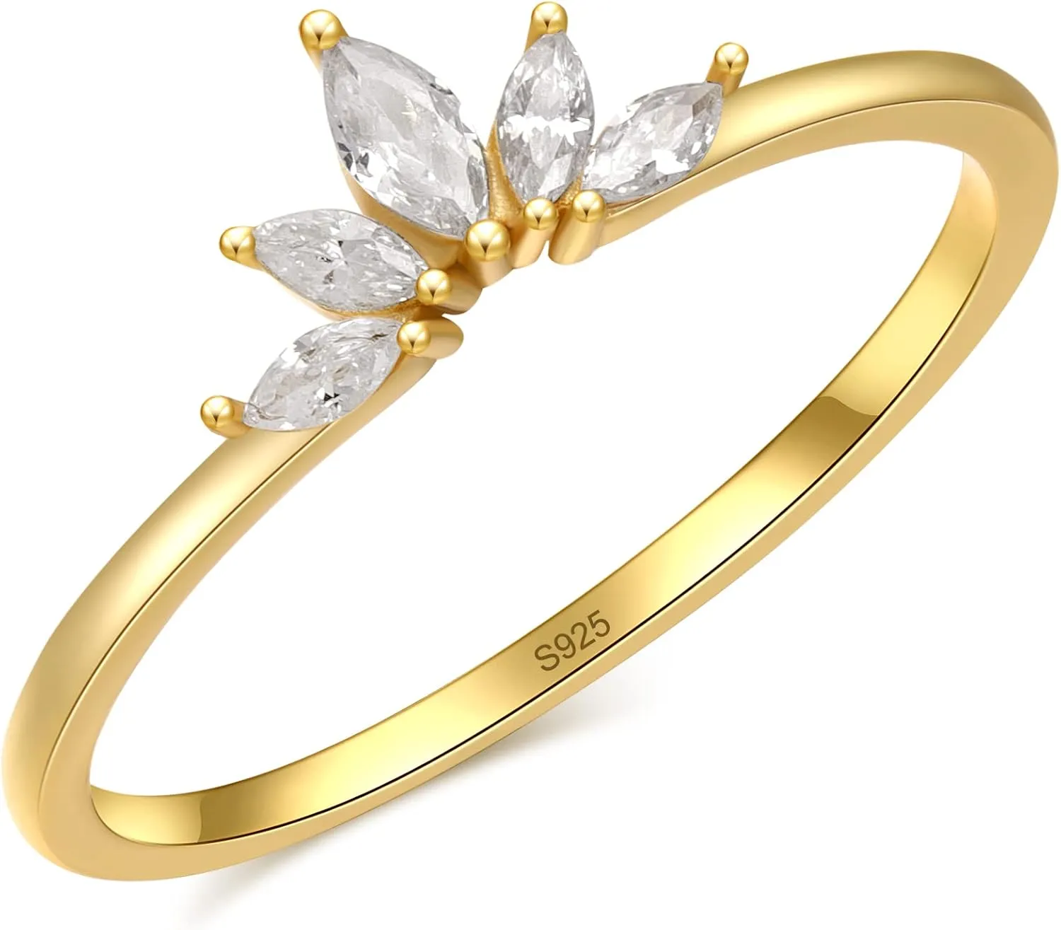 UFOORO 14K Gold Plated Sterling Silver Rings-Rings for Women,Gold Rings,Gold Rings for Women,Silver Rings for Women
