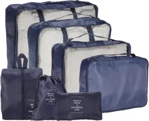 uxcell 7Set Travel Packing Cube, Travel Bags Organizer Luggage Organizer Bags Lightweight Compression Cube Travel Essentials with Shoe Bag for Outdoor Carry on Suitcases, Navy