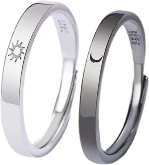 VALICLUD 1 Pair Adjustable Sun and Moon Promise Rings for Couples His and Her Matching Jewelry Design for Any Occasion Comfortable Fit and Durable Style