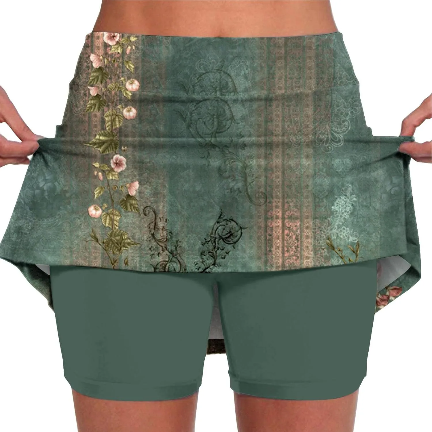 Versatile Skorts for Woman,Plus Size Skort for Curvy Ladies,Ladies Culottes,Womens Skorts with Pockets Tummy Control