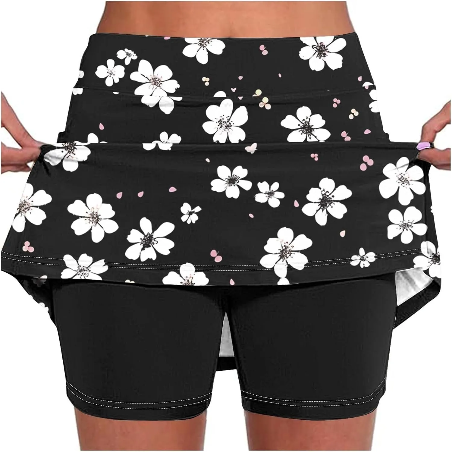 Versatile Skorts for Woman,Plus Size Skort for Curvy Ladies,Ladies Culottes,Womens Skorts with Pockets Tummy Control