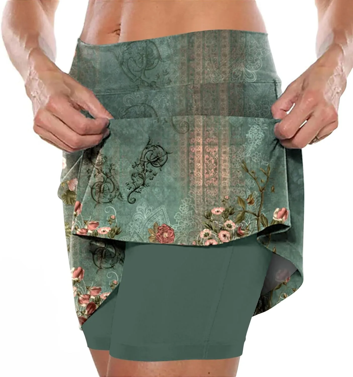 Versatile Skorts for Woman,Plus Size Skort for Curvy Ladies,Ladies Culottes,Womens Skorts with Pockets Tummy Control