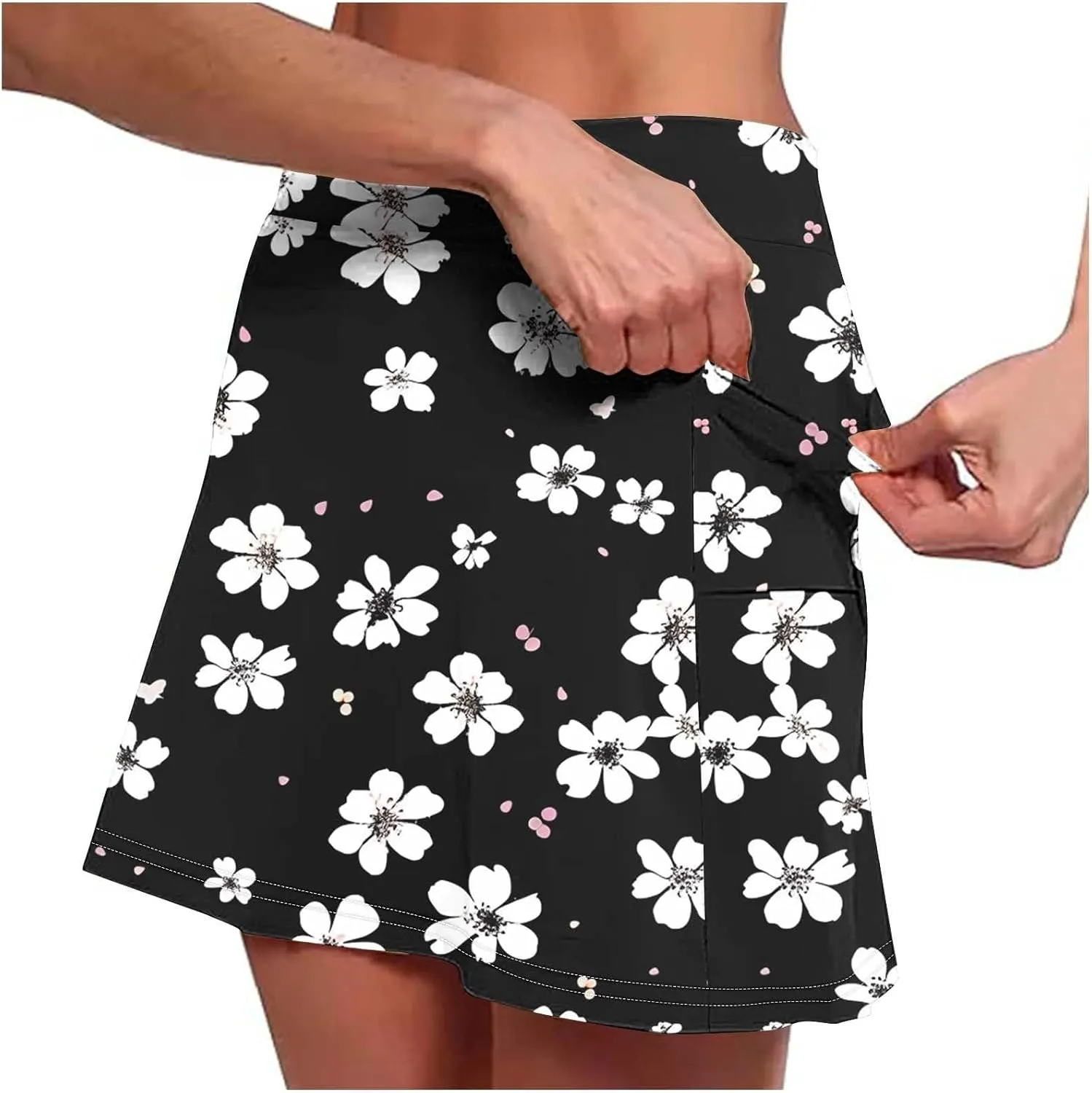 Versatile Skorts for Woman,Plus Size Skort for Curvy Ladies,Ladies Culottes,Womens Skorts with Pockets Tummy Control