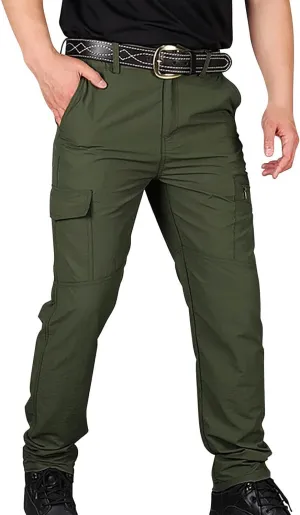 Vickyleb Men's Outdoor Cargo Pants Lightweight Hiking Classic Fit Tactical Jogger Pants Workout Multi Pockets