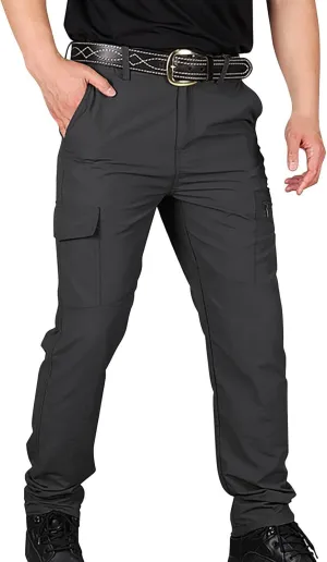 Vickyleb Men's Outdoor Cargo Pants Lightweight Hiking Classic Fit Tactical Jogger Pants Workout Multi Pockets