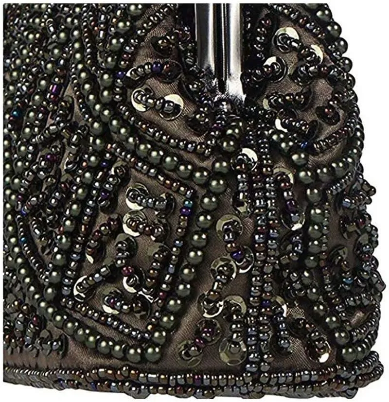 Vintage Beaded and Sequined Evening Bag for Women Formal Wedding Party Clutch Purse