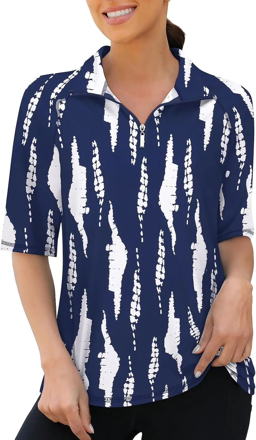 Viracy Half Sleeve Womens Golf Polo Shirts 1/4 Zip Up Moisture Wicking Running Workout Tops