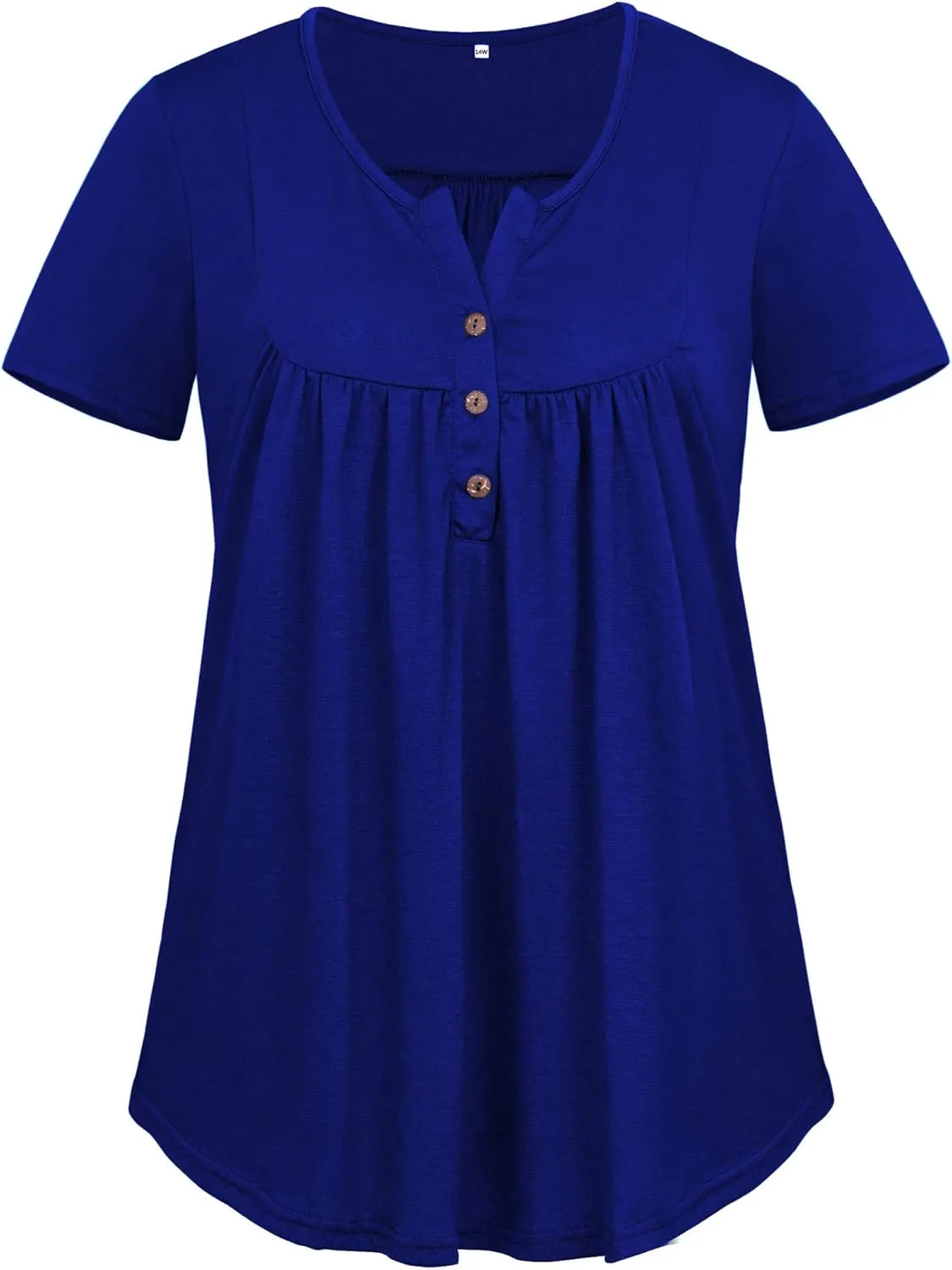 VISLILY Women's Plus Size Henley Shirts Flowy Summer Tops Pleated Buttons Up Tunics
