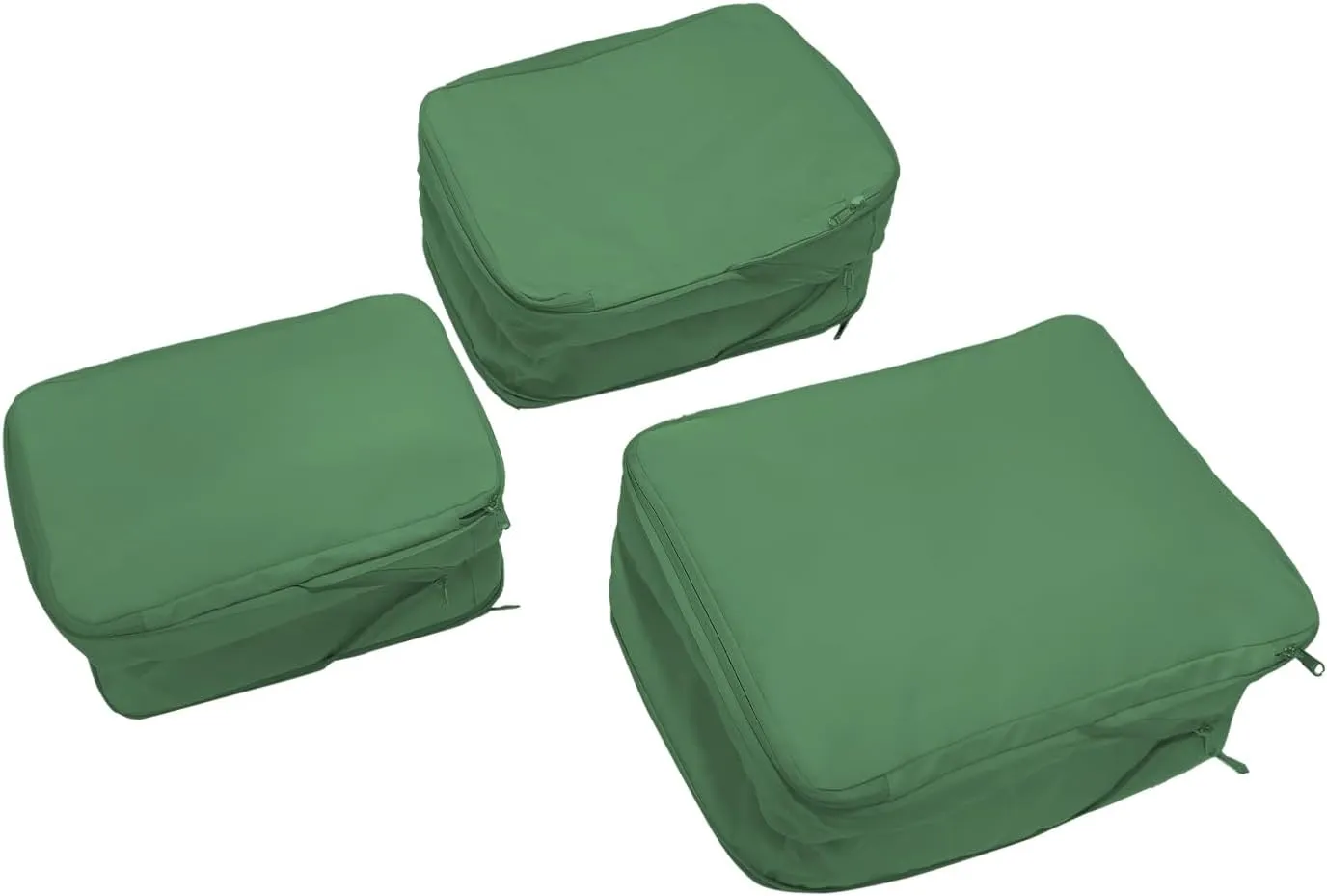 Waterproof Compression Packing Cubes 2/3/4 sets, Large Travel Packing organizers for Carry on Luggage, 2 Sides Expandable Storage Bags for Backpacking, Suitcases (Dark Green, Pack 3(L M S))