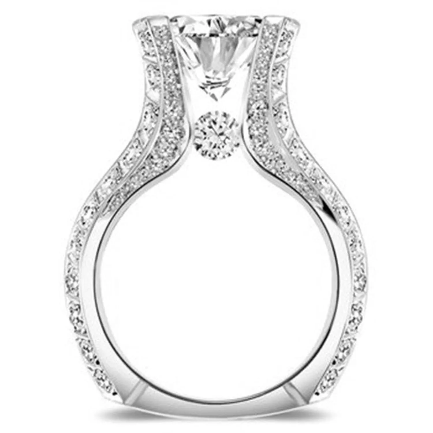 Wedding Band for Bride Inlaid Zircon Anniversary Ring Simulated Diamond Engagement Ring Exquisite Jewelry for Women (Silver, 7)