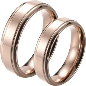 Wedding Rings Sets for Him and Her, Stainless Steel Couples Promise Rings Set Comfort Fit Rose Gold Ring 6mm