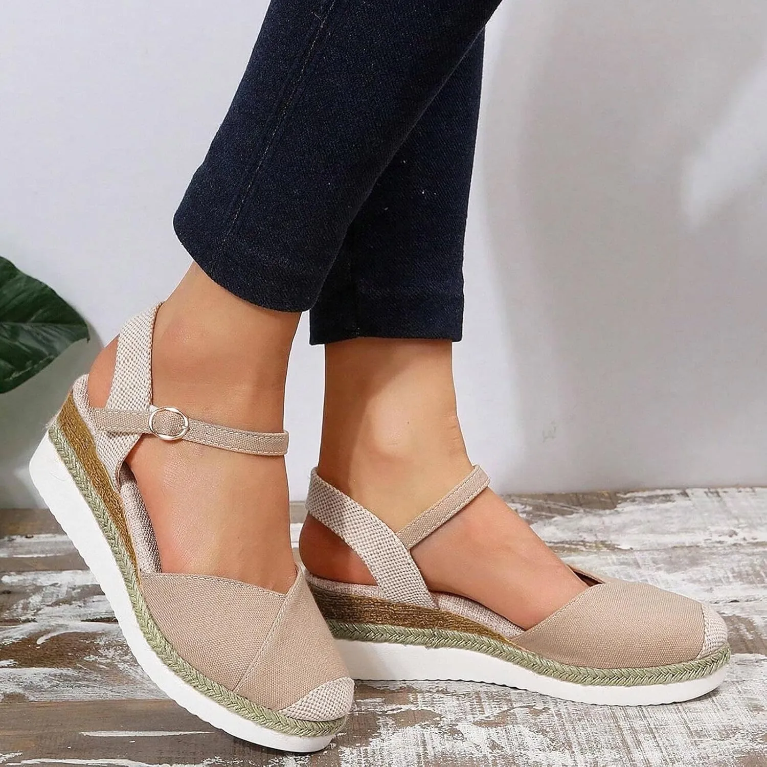 Wedge Sandals for Women Dressy Orthopedic Platform Summer Walking Flat Ankle Strap Fashion Strappy Anti-Slip Sandals