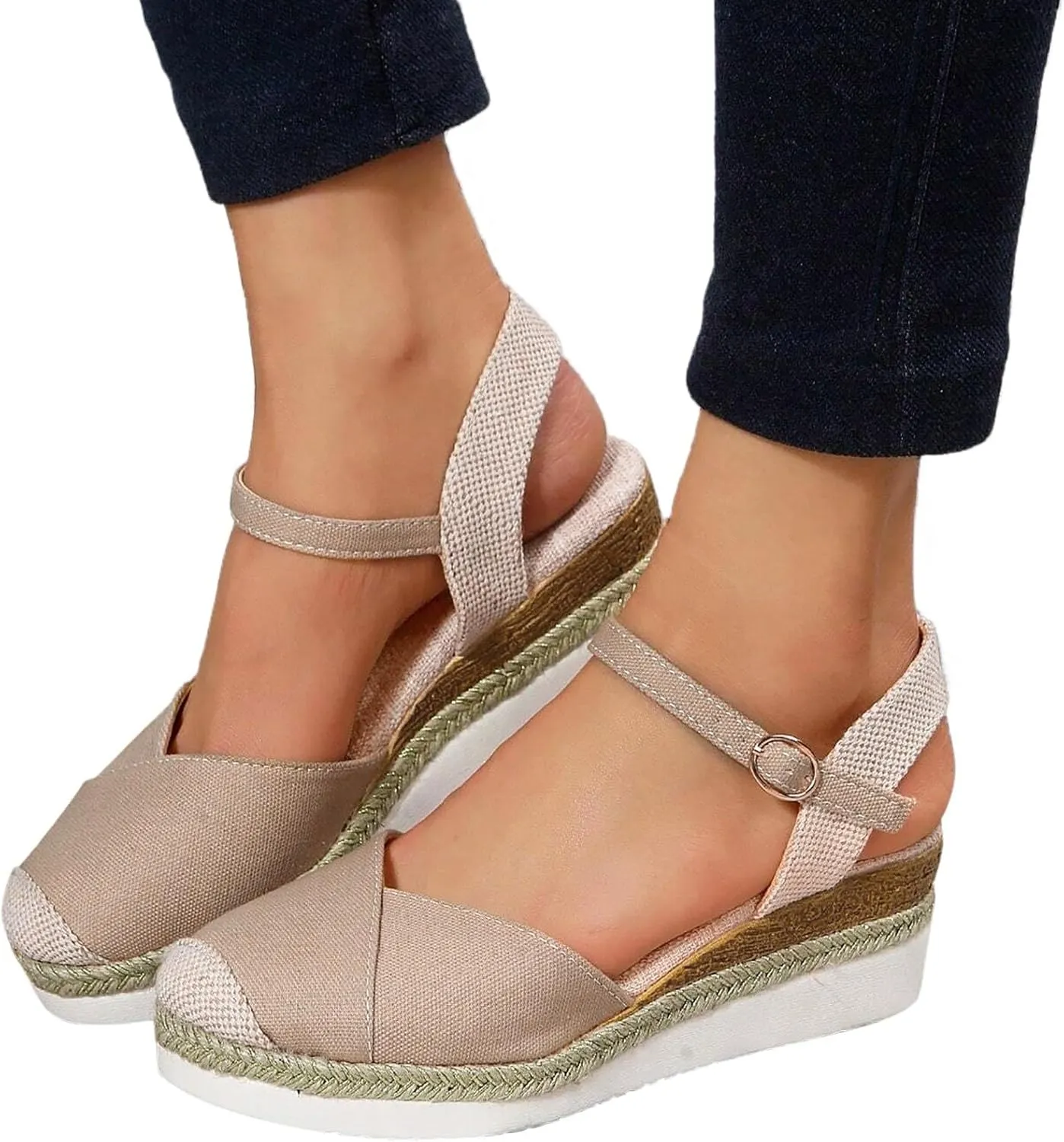 Wedge Sandals for Women Dressy Orthopedic Platform Summer Walking Flat Ankle Strap Fashion Strappy Anti-Slip Sandals