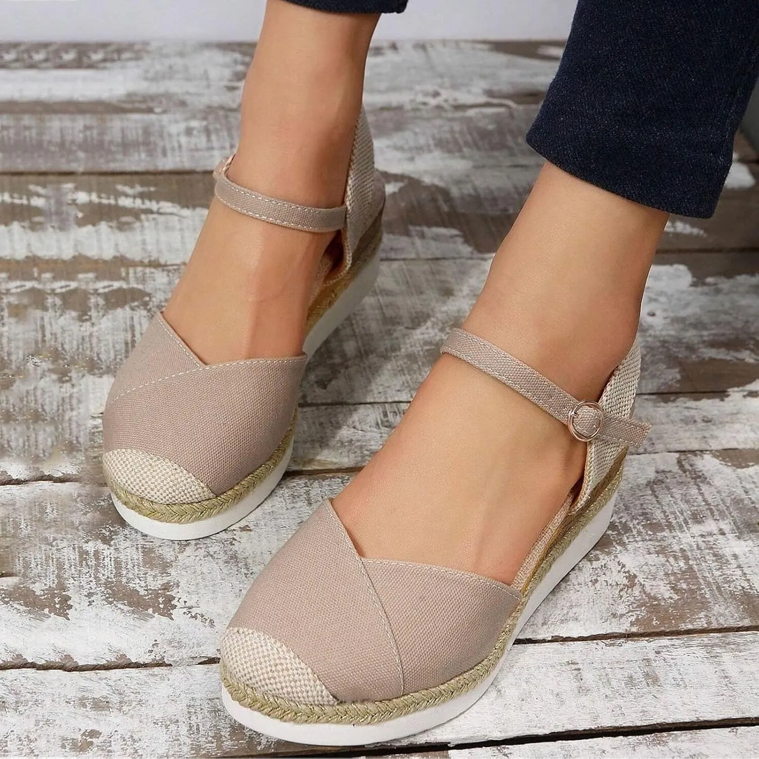 Wedge Sandals for Women Dressy Orthopedic Platform Summer Walking Flat Ankle Strap Fashion Strappy Anti-Slip Sandals