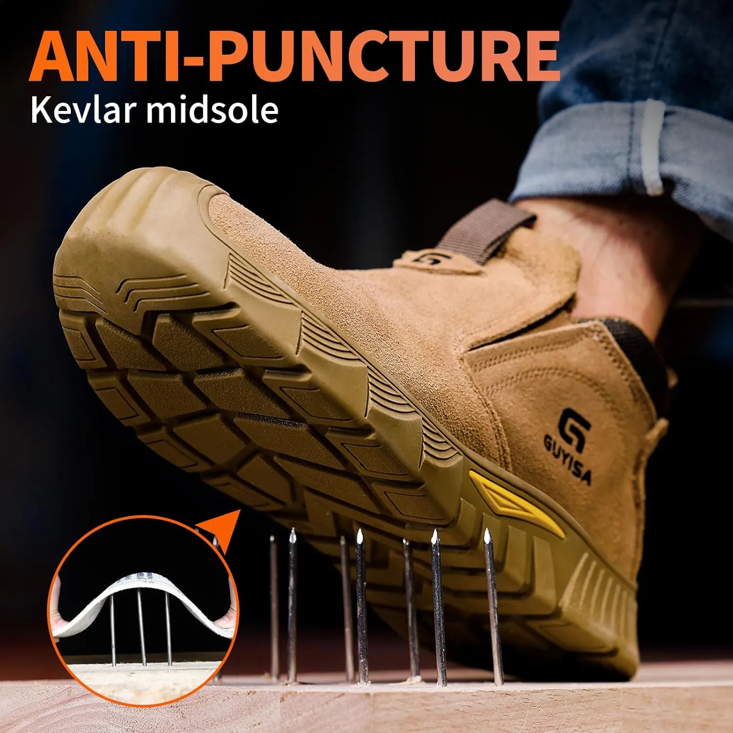 Welding Boots for Men,Slip On Steel Toe Work Boots,Construction Fireproof Men's Steel Toe Shoes,Indestructible Safety Toe Work Shoes.