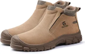 Welding Boots for Men,Slip On Steel Toe Work Boots,Construction Fireproof Men's Steel Toe Shoes,Indestructible Safety Toe Work Shoes.