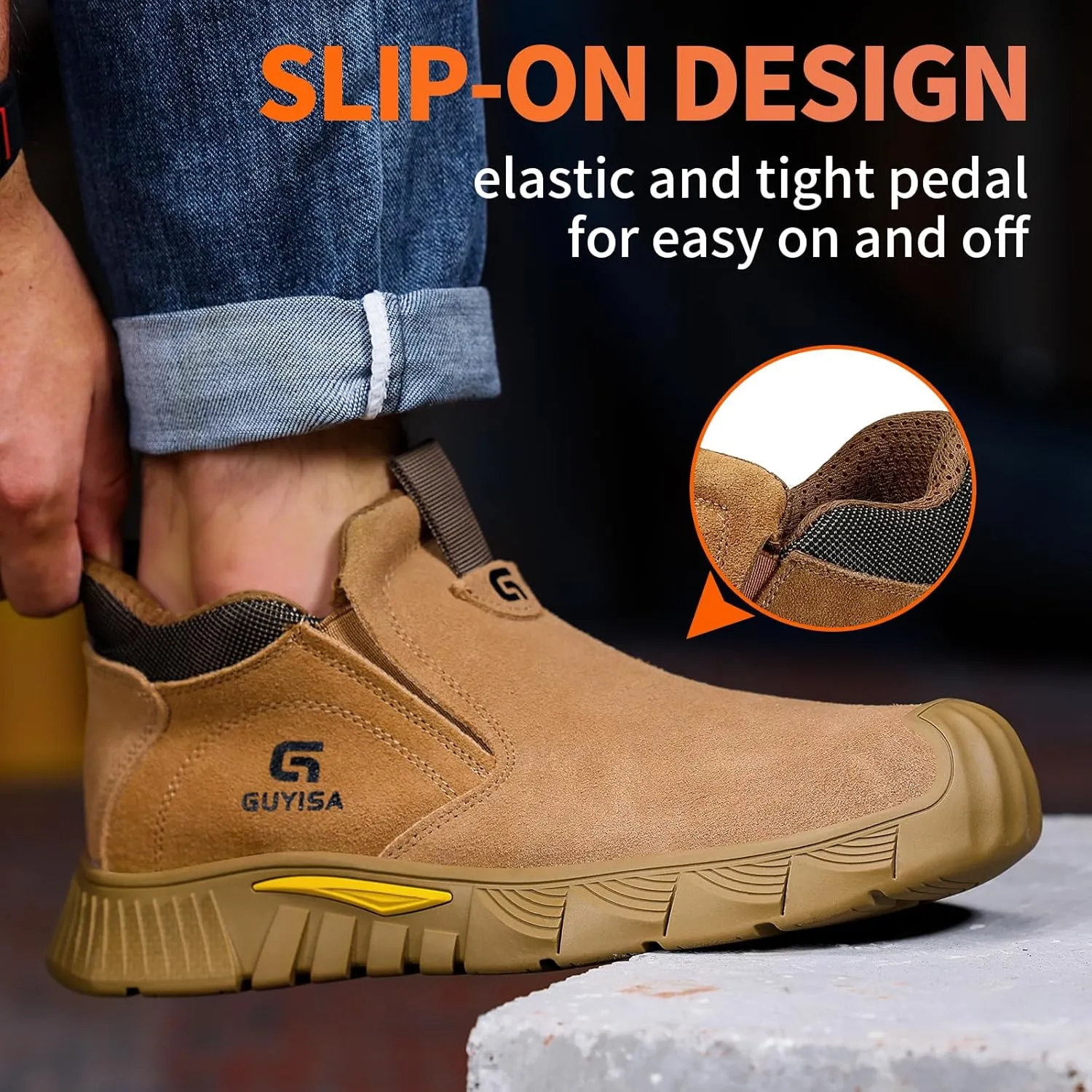 Welding Boots for Men,Slip On Steel Toe Work Boots,Construction Fireproof Men's Steel Toe Shoes,Indestructible Safety Toe Work Shoes.