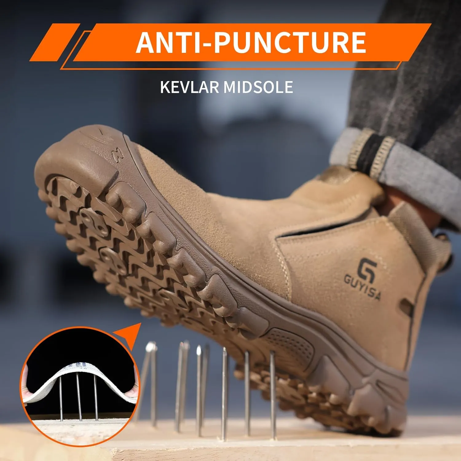 Welding Boots for Men,Slip On Steel Toe Work Boots,Construction Fireproof Men's Steel Toe Shoes,Indestructible Safety Toe Work Shoes.