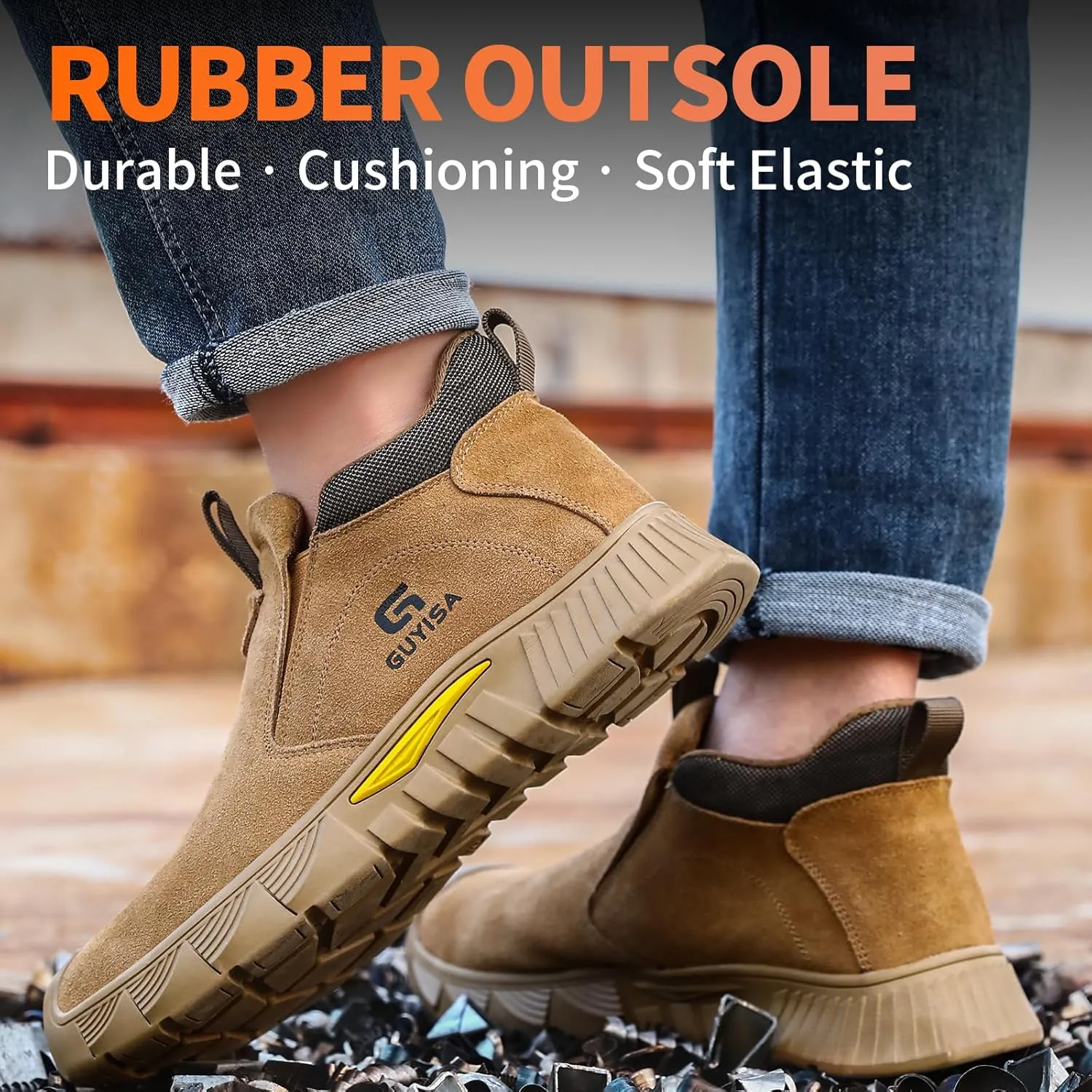 Welding Boots for Men,Slip On Steel Toe Work Boots,Construction Fireproof Men's Steel Toe Shoes,Indestructible Safety Toe Work Shoes.