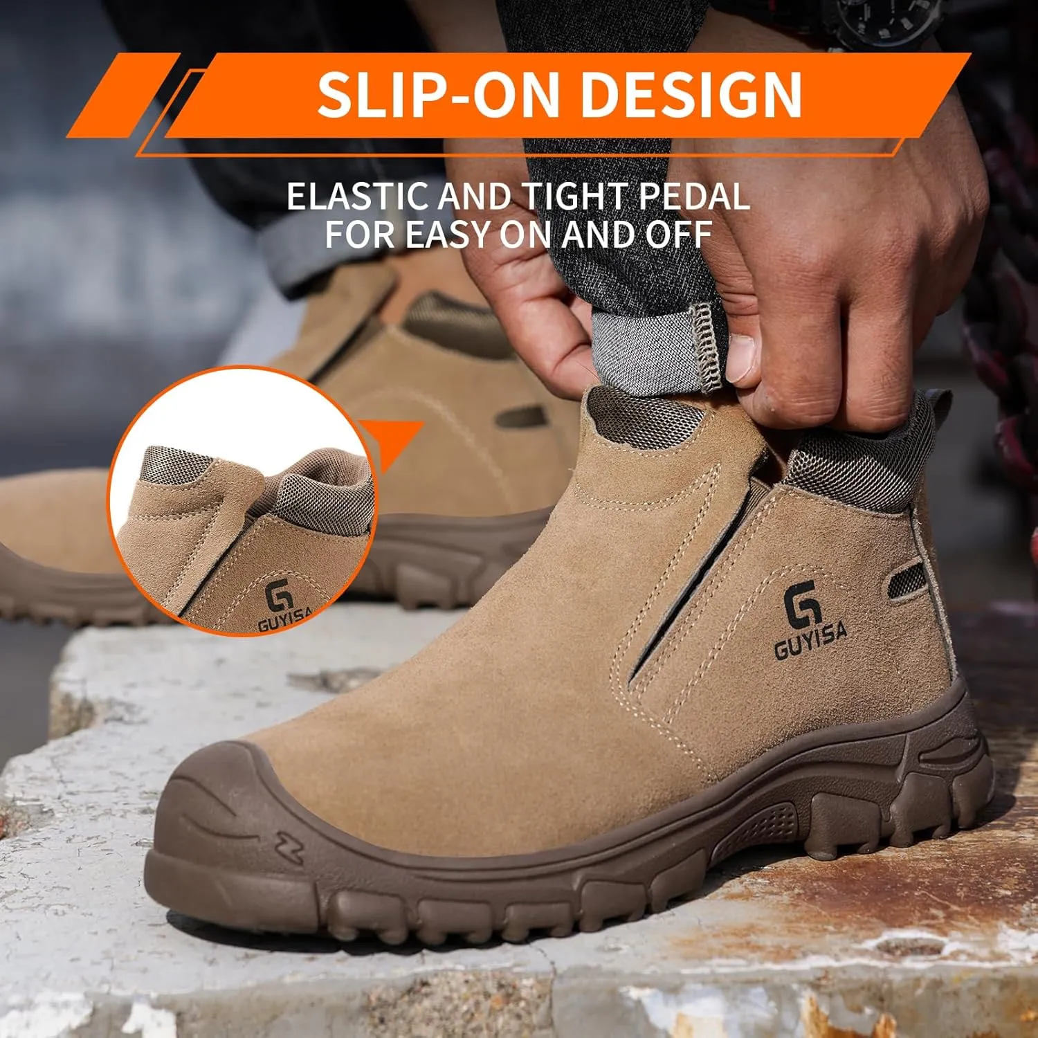 Welding Boots for Men,Slip On Steel Toe Work Boots,Construction Fireproof Men's Steel Toe Shoes,Indestructible Safety Toe Work Shoes.