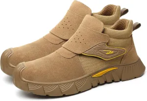 Welding Boots for Men,Slip On Steel Toe Work Boots,Construction Fireproof Men's Steel Toe Shoes,Indestructible Safety Toe Work Shoes.