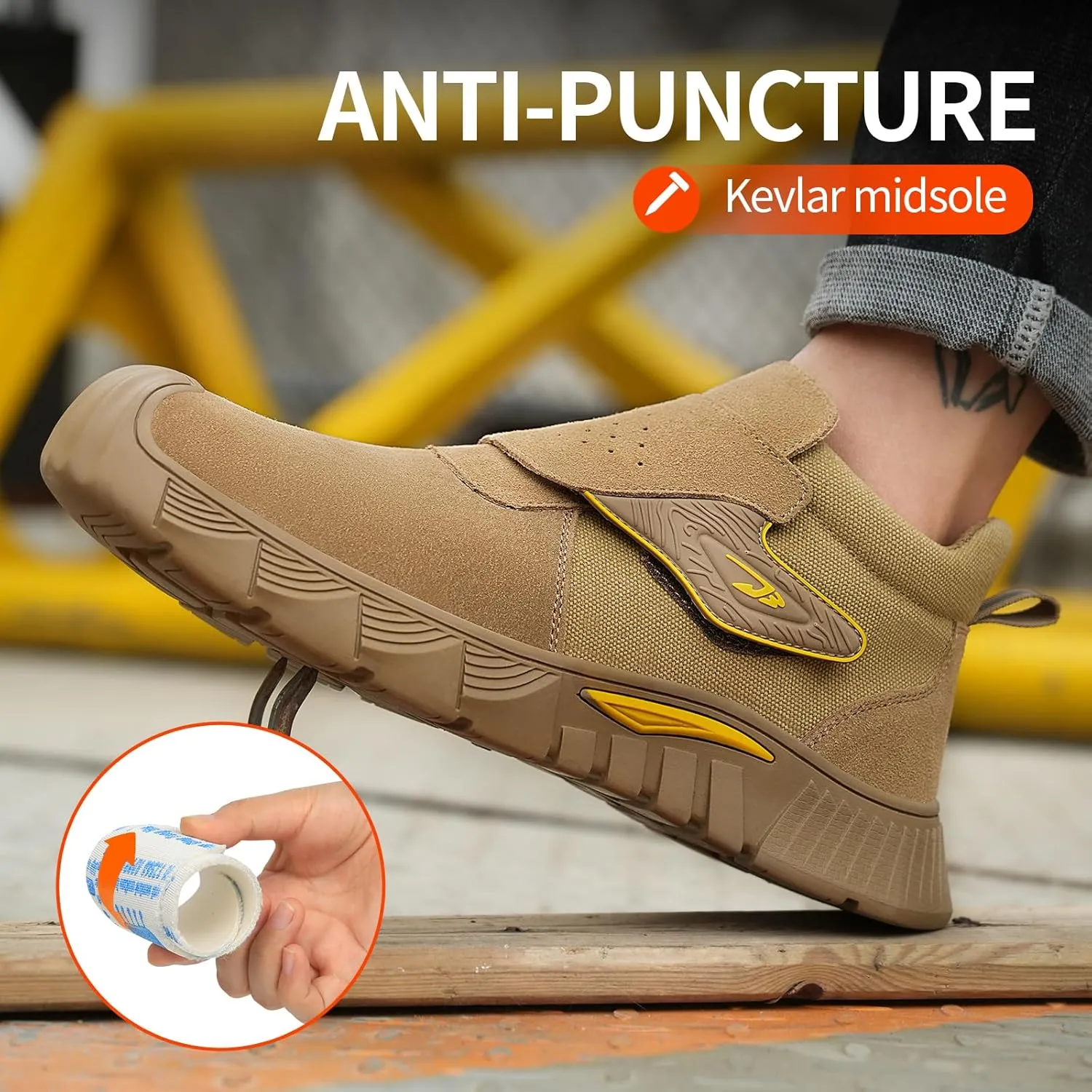 Welding Boots for Men,Slip On Steel Toe Work Boots,Construction Fireproof Men's Steel Toe Shoes,Indestructible Safety Toe Work Shoes.