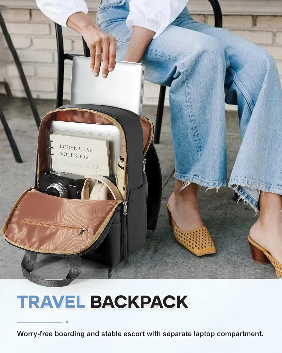 wepadre Black Travel Backpack For Women Men Airline Approved Carry On Bags For Airplanes Personal Item Bag For Airlines Waterproof Hiking Backpack College Laptop Backpack Weekender Overnight Bag