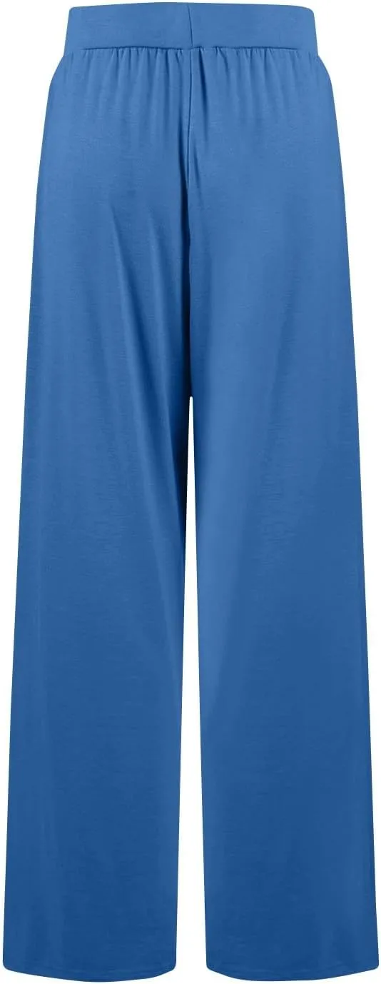 Wide Leg Dress Pants for Women High Waisted Long Pants Plus Size Pleated Pull On Vacation Trousers with Pockets