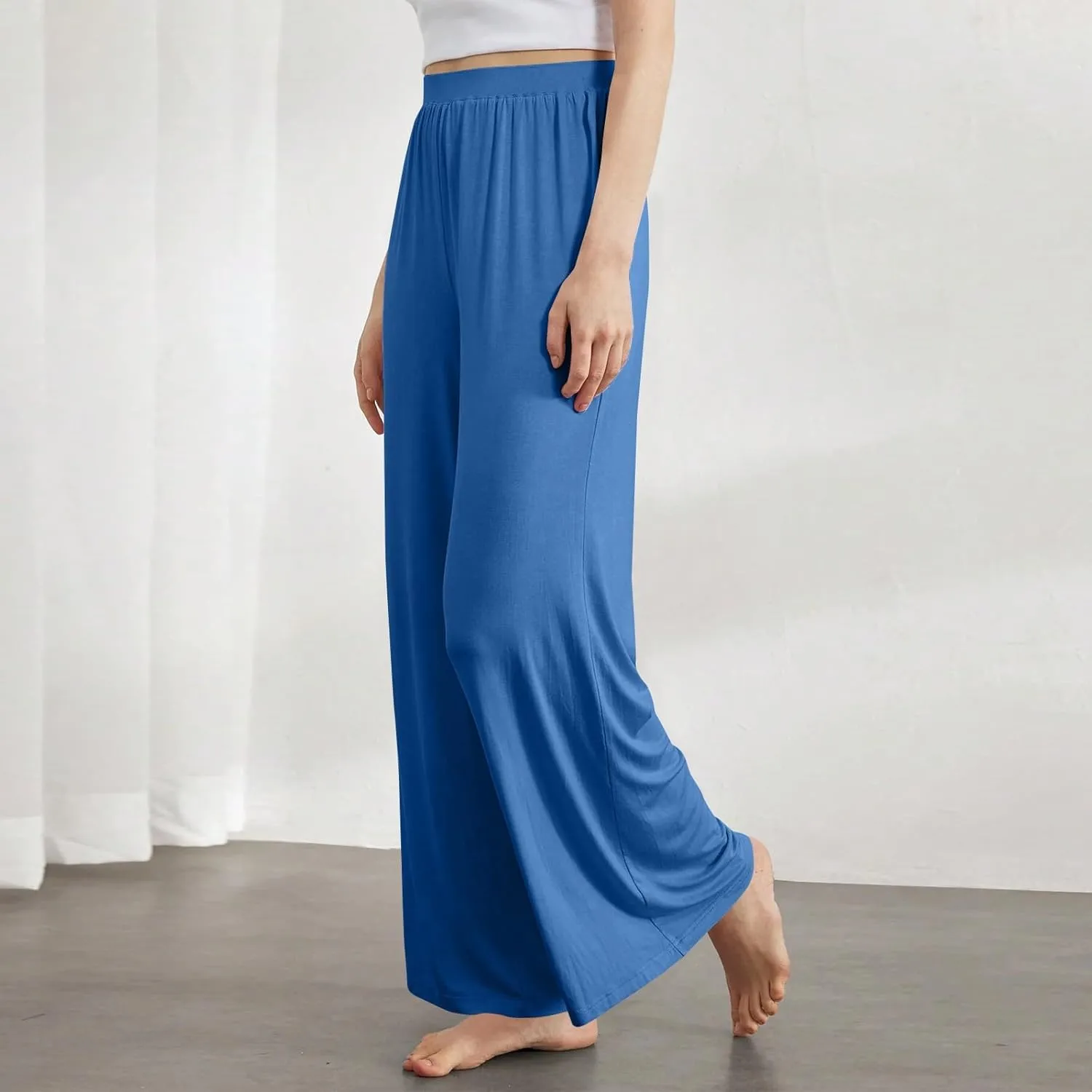 Wide Leg Dress Pants for Women High Waisted Long Pants Plus Size Pleated Pull On Vacation Trousers with Pockets